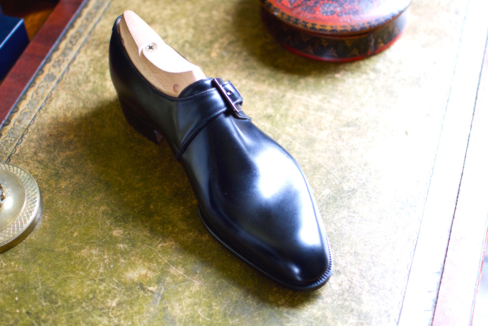 Box calf Paris monk shoe.