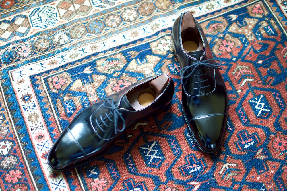 Box calf oxfords.